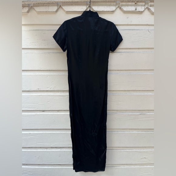 Black Satin Embroidered Dress - Picture 7 of 8